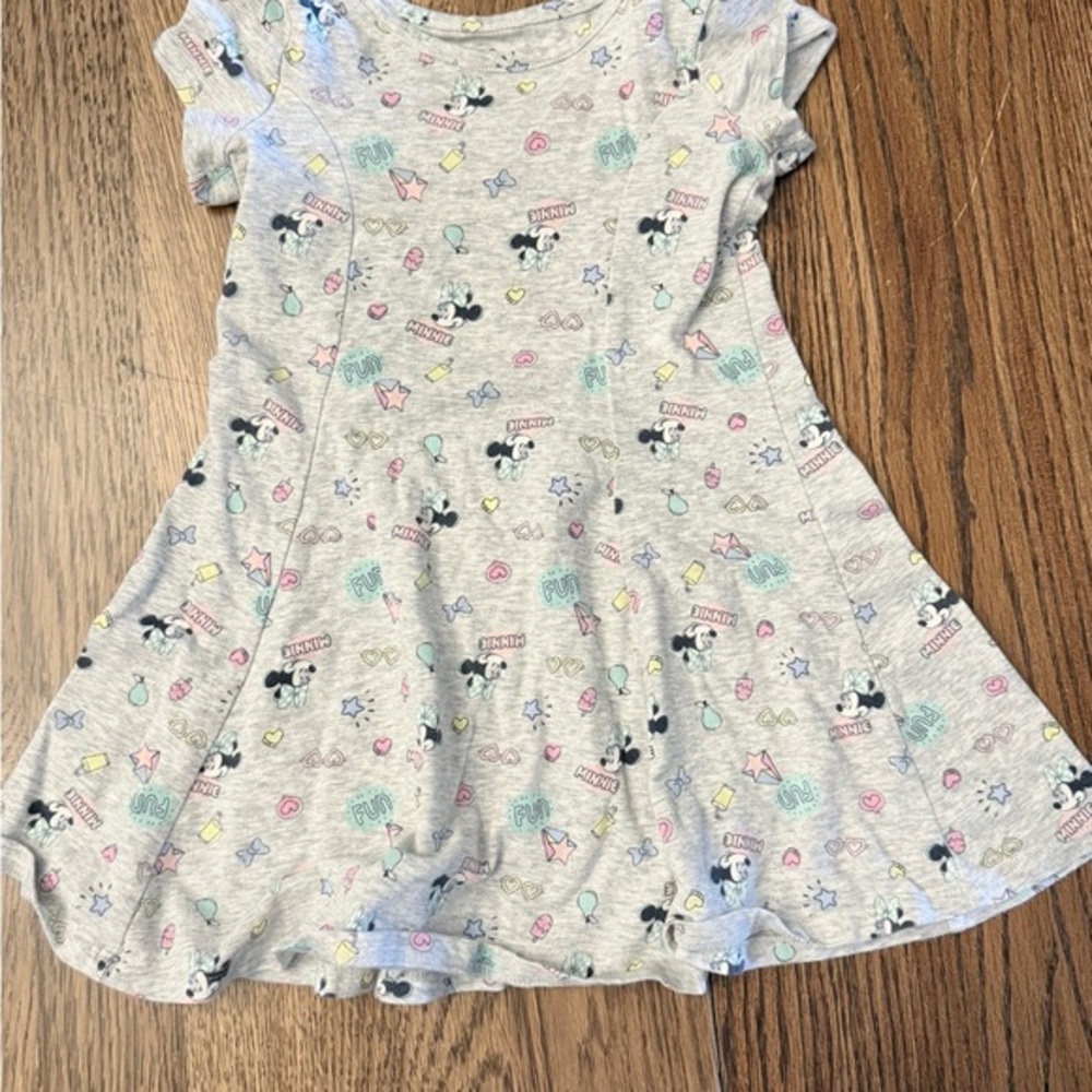 Charming Disney Gray Minnie Short Sleeve Infant Dress Sz 24 Mo  BI